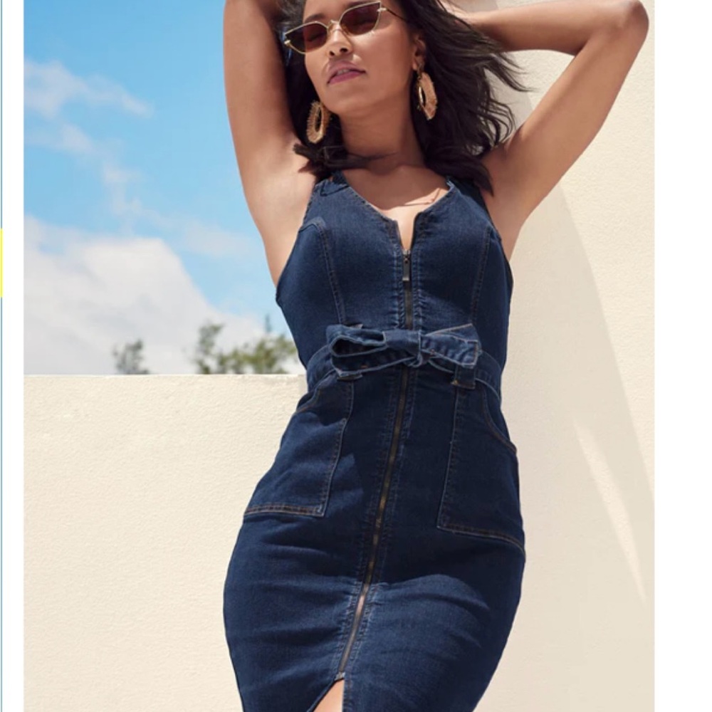 VENUS Dark Blue Denim Overall Dress